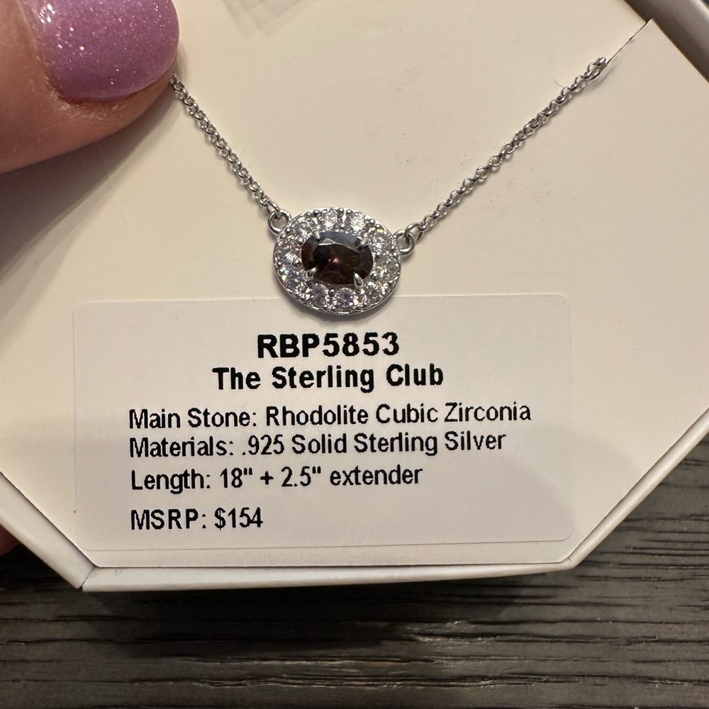 Silver Halo Pendant Necklace with Dark Center Stone